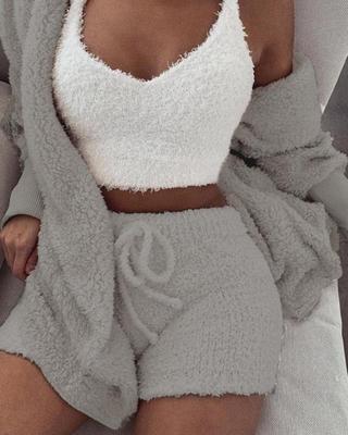 3 - Piece Women’s Pajama Set – Crop Top & Shorts | VISM Australia Family Store