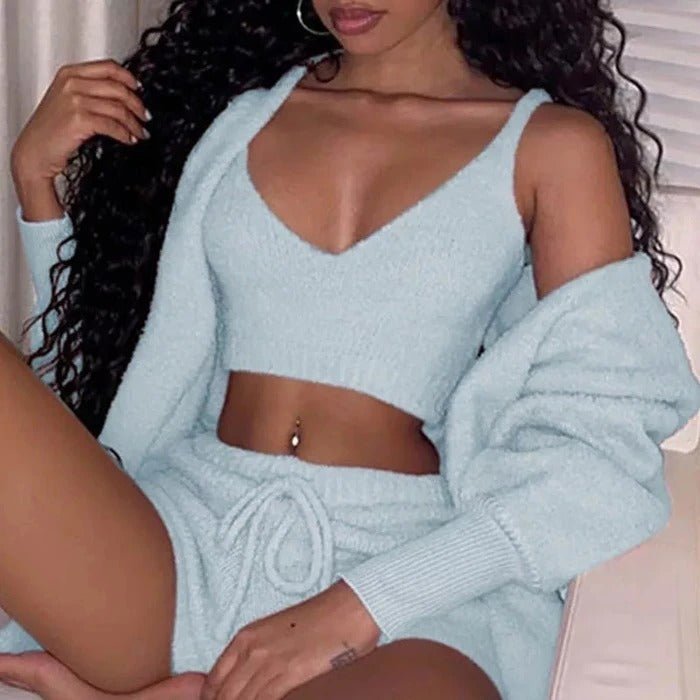 3 - Piece Women’s Pajama Set – Crop Top & Shorts | VISM Australia Family Store
