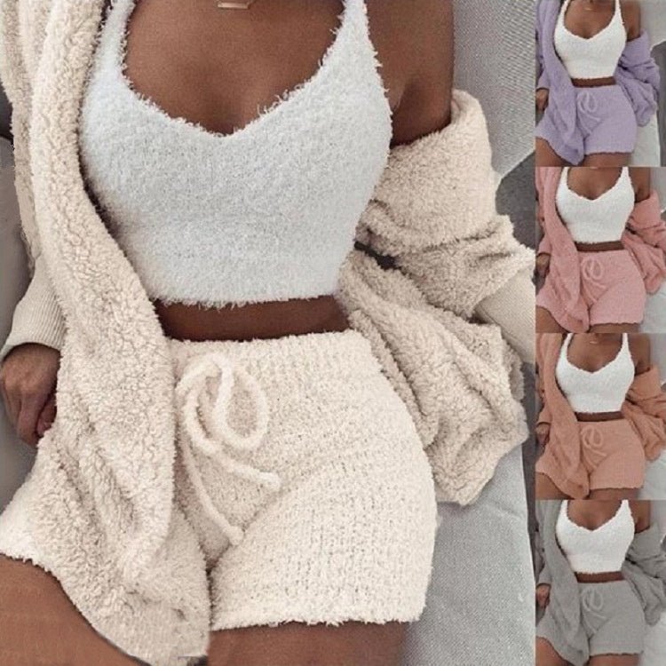 3 - Piece Women’s Pajama Set – Crop Top & Shorts | VISM Australia Family Store
