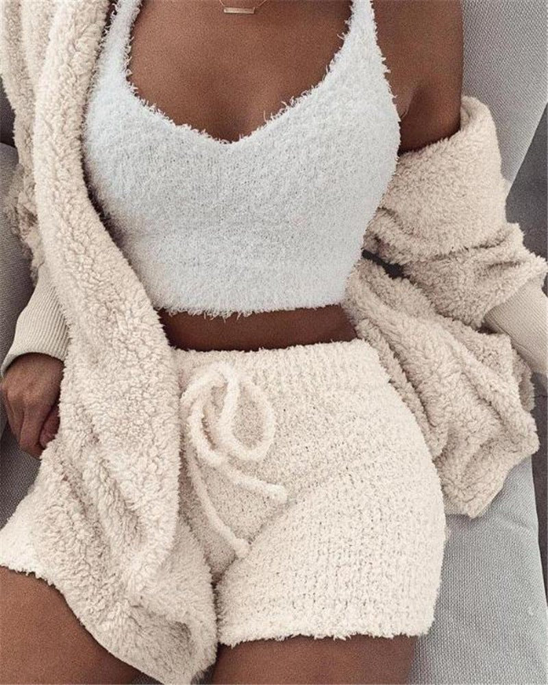 3 - Piece Women’s Pajama Set – Crop Top & Shorts | VISM Australia Family Store