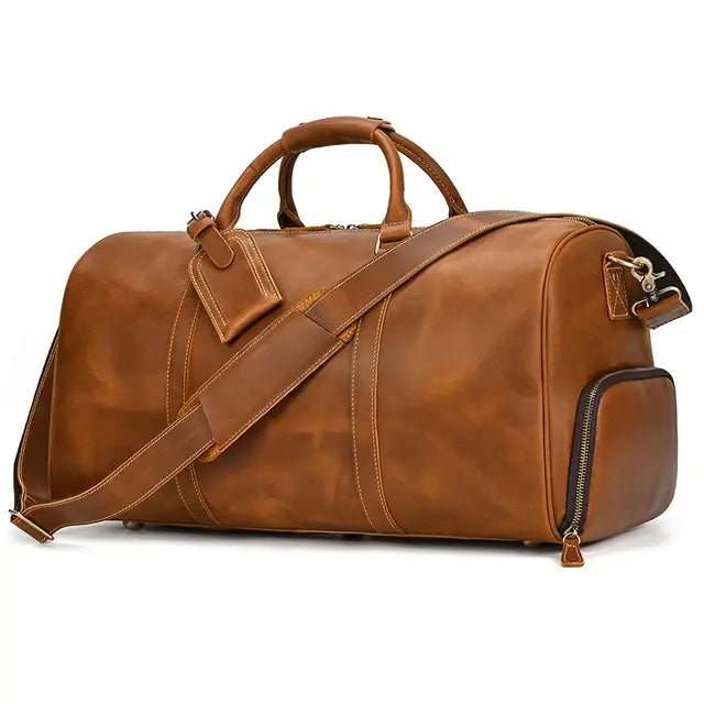 Genuine Leather Travel Bag: Sophisticated & Functional.