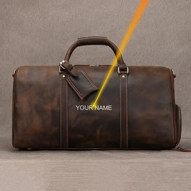 Genuine Leather Travel Bag: Sophisticated & Functional.