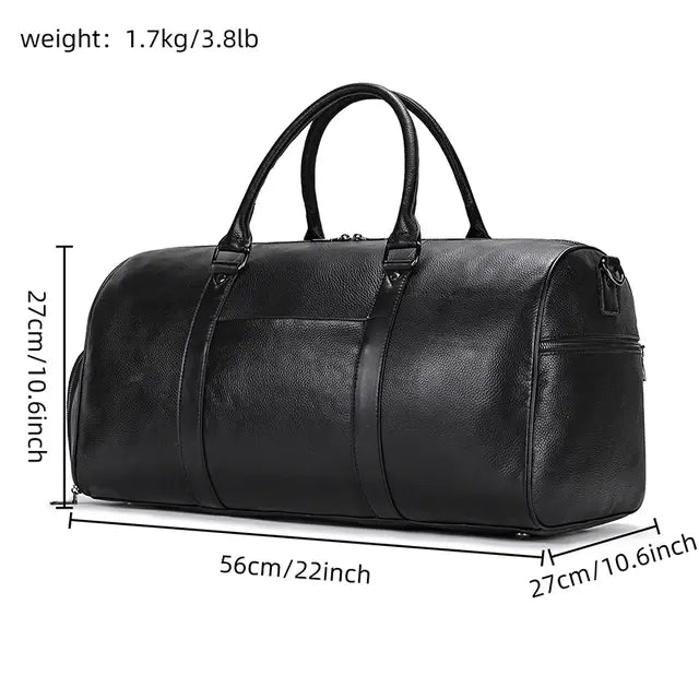 Genuine Leather Travel Bag: Sophisticated & Functional.