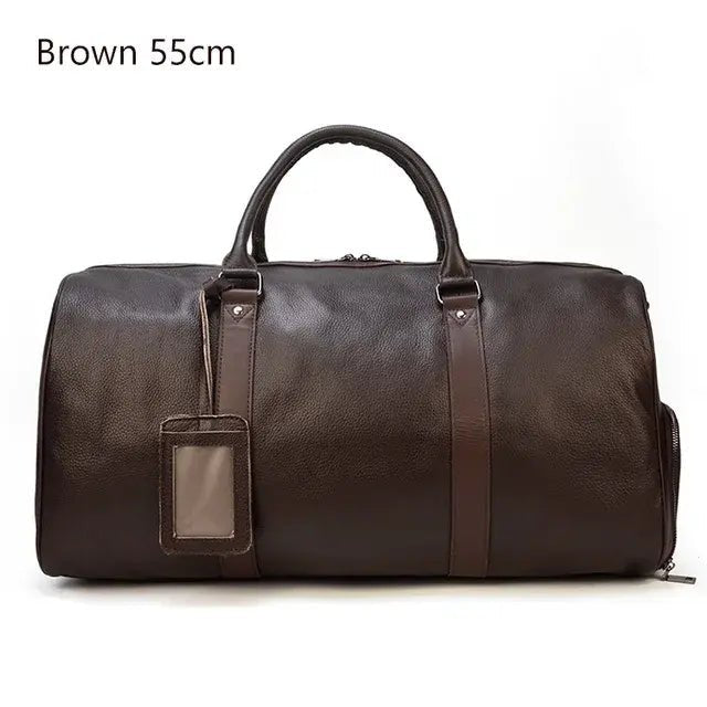 Genuine Leather Travel Bag: Sophisticated & Functional.