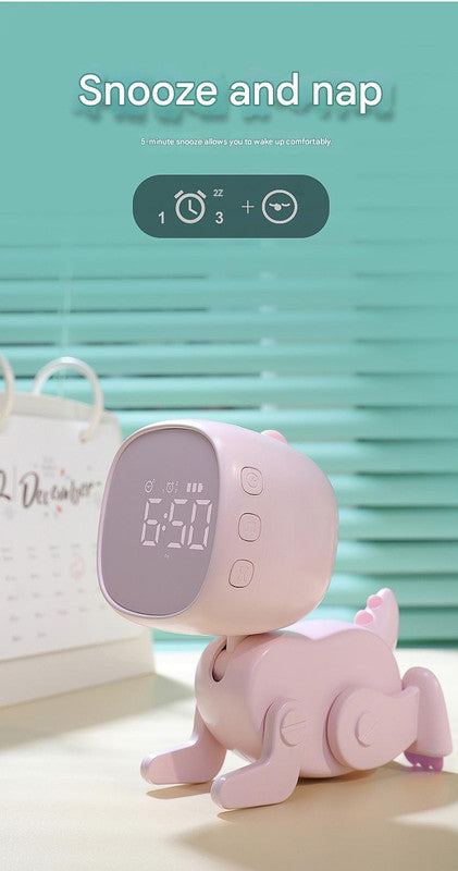 Adorable Dinosaur Alarm Clock & Visual Timer - Kids' Wake-Up Helper with Night Light & Multiple Ringtones(white)