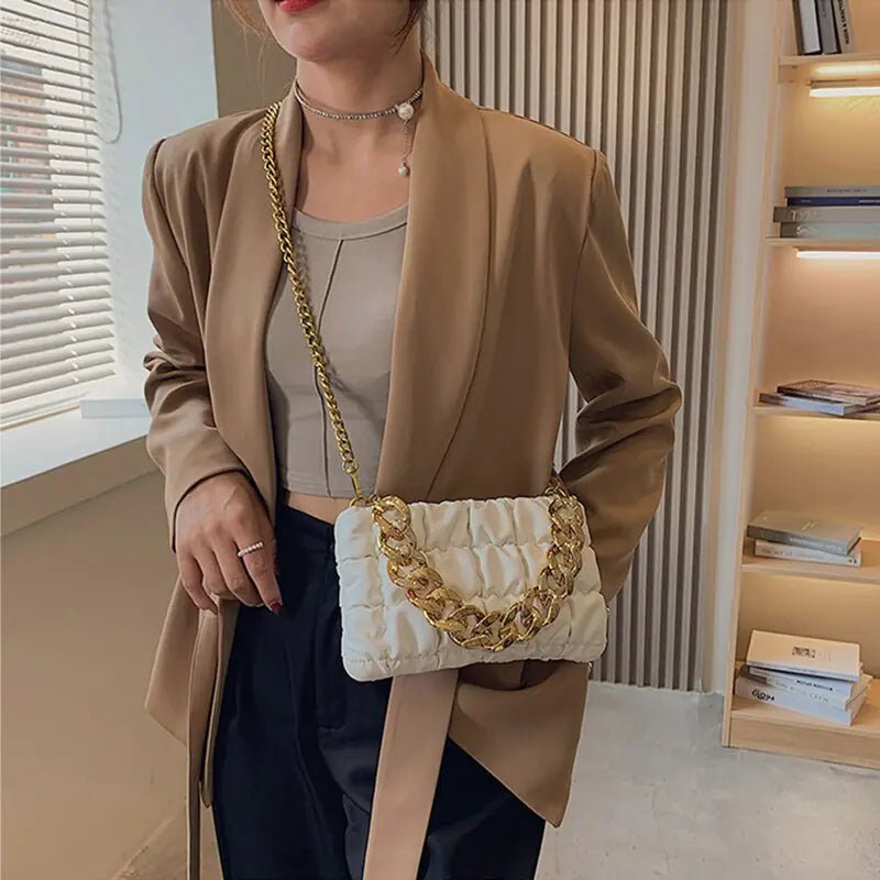 Chic Fedora Hats with Gold Chains with bag