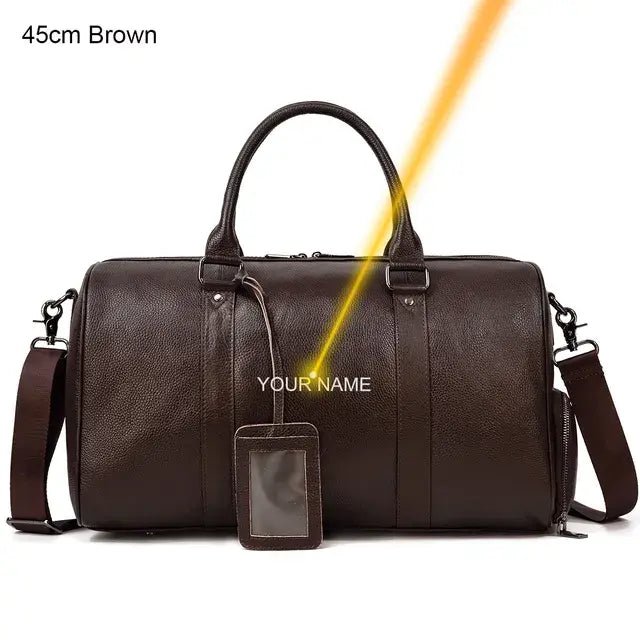 Genuine Leather Travel Bag: Sophisticated & Functional.