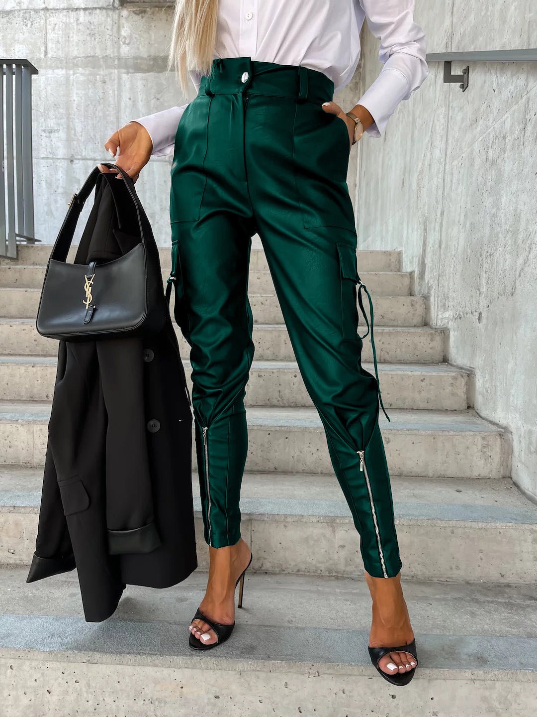 Slim Fit Leather Pants β Zipper & Pockets | VISM Australia Family Store