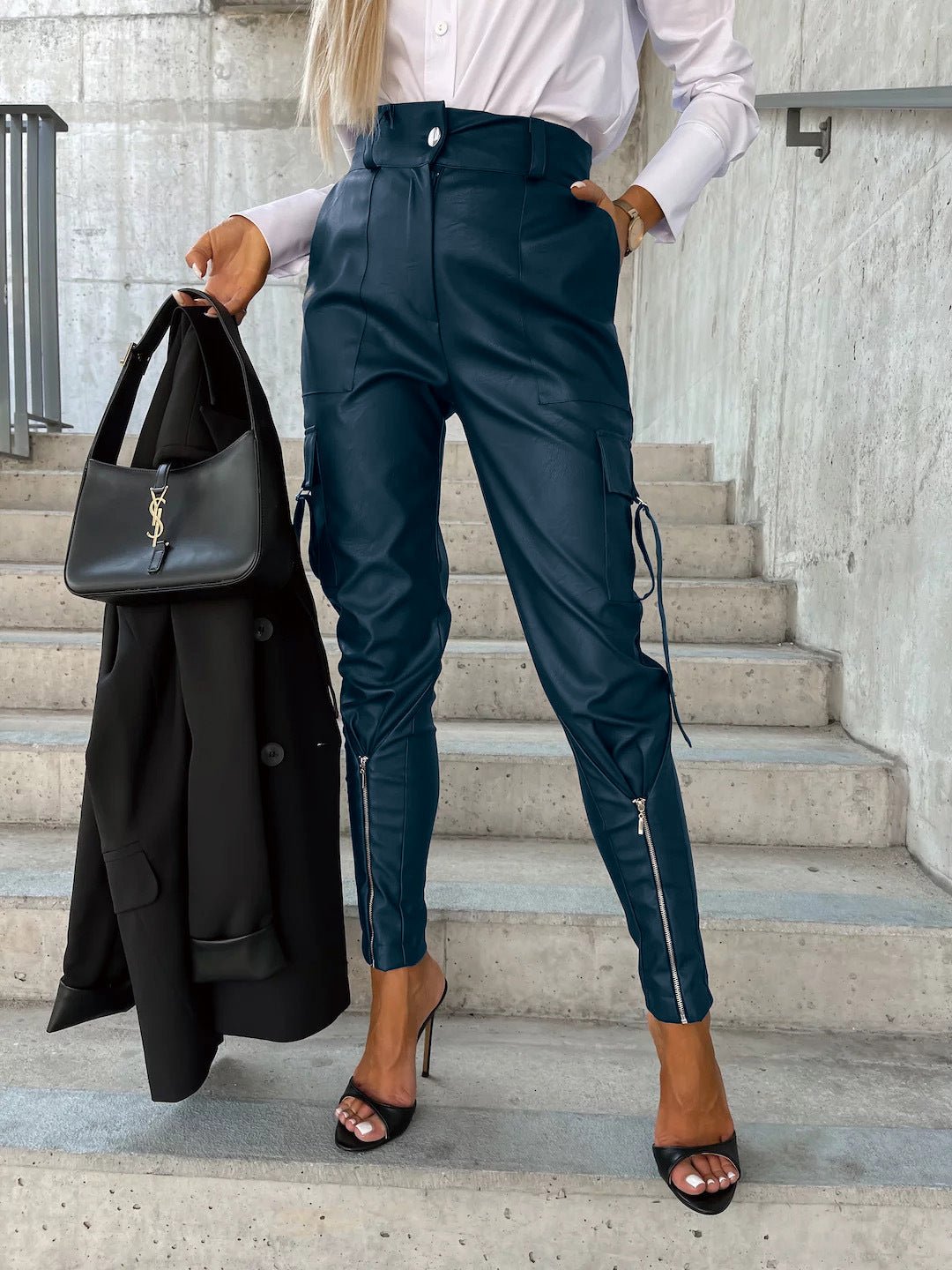 Slim Fit Leather Pants β Zipper & Pockets | VISM Australia Family Store
