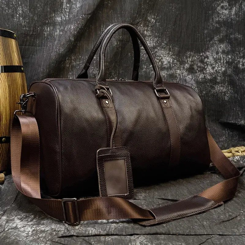Genuine Leather Travel Bag: Sophisticated & Functional.