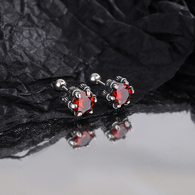 925 Silver Hand Claw Screw Earrings.