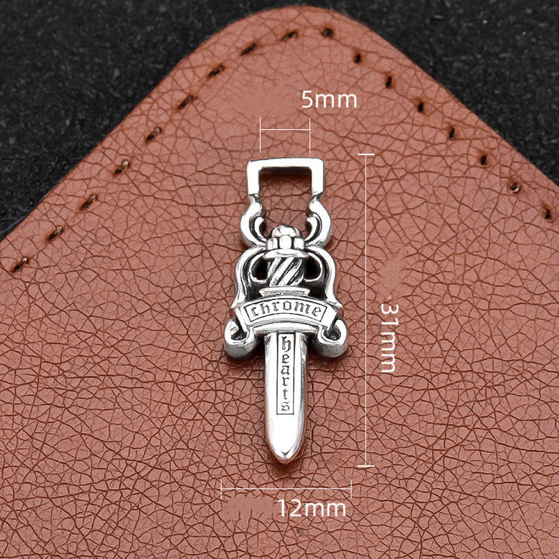 925 Silver Thai Old Sword Cross Pendant.