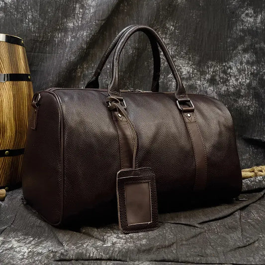 Genuine Leather Travel Bag: Sophisticated & Functional.
