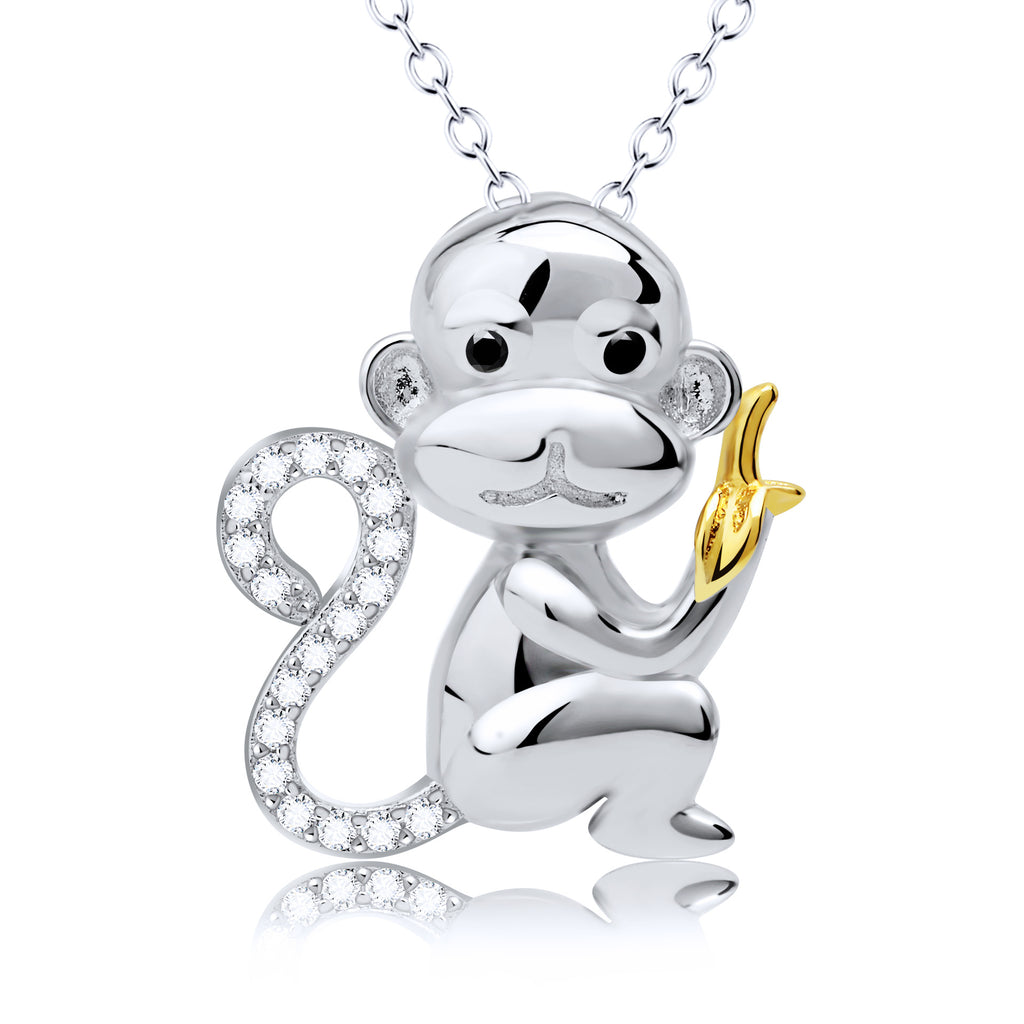 925 Silver Monkey Pendant Necklace