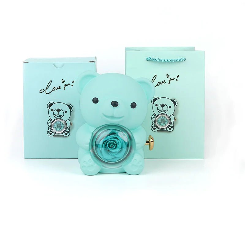 Elegant Rotating Plastic Bear Jewellery Box with Flowers