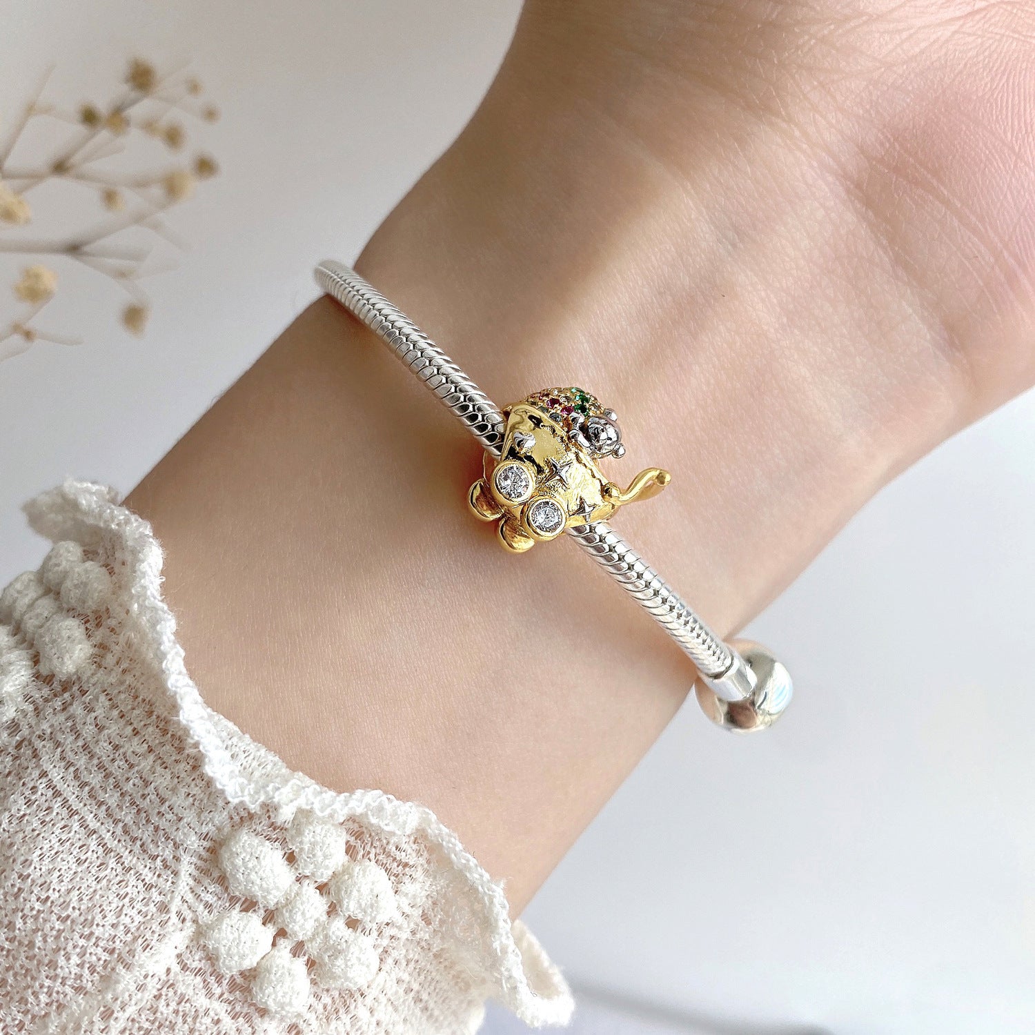 925 Silver Lovely Bear Stroller Bead.