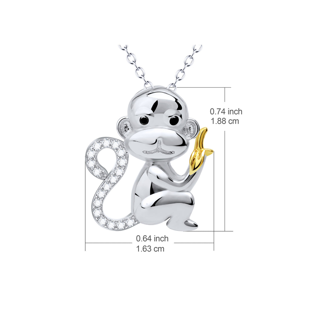 925 Silver Monkey Pendant Necklace