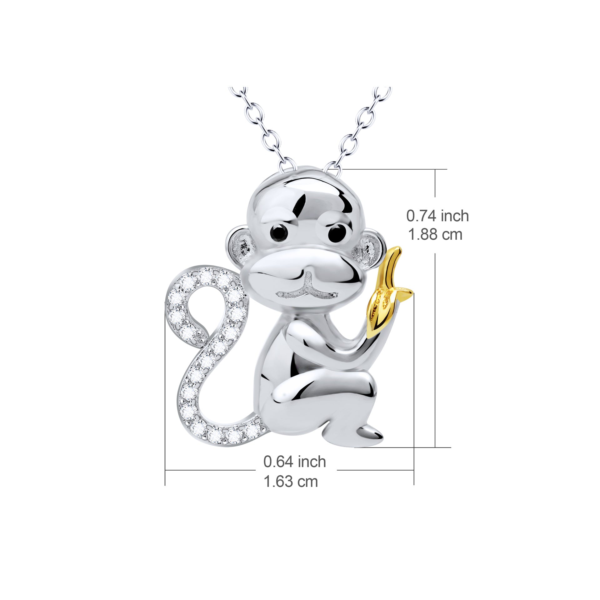 925 Silver Monkey Pendant Necklace