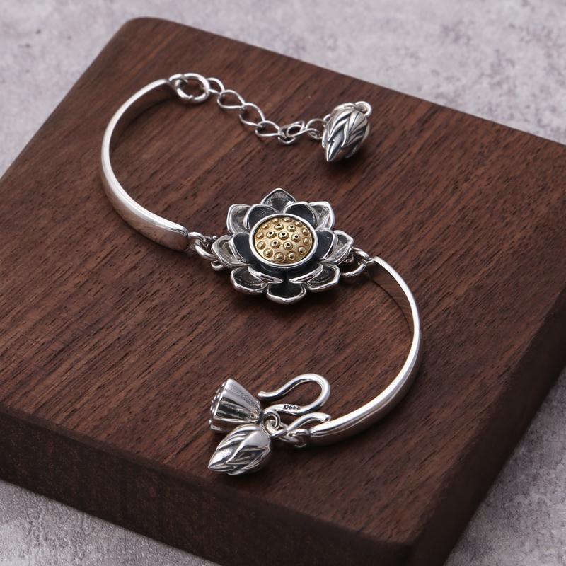 925 Sterling Silver Lotus Bracelet.
