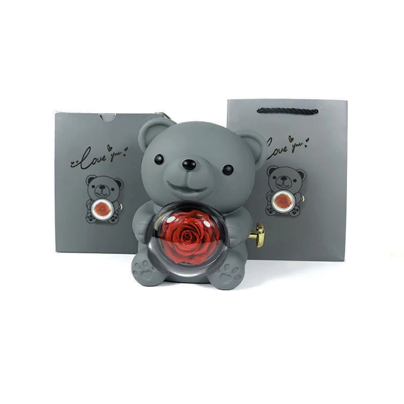 Elegant Rotating Plastic Bear Jewellery Box with Flowers