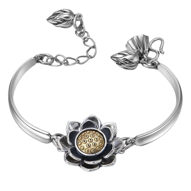 925 Sterling Silver Lotus Bracelet.