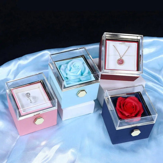 Romantic Rotating Rose Jewelry Gift Box