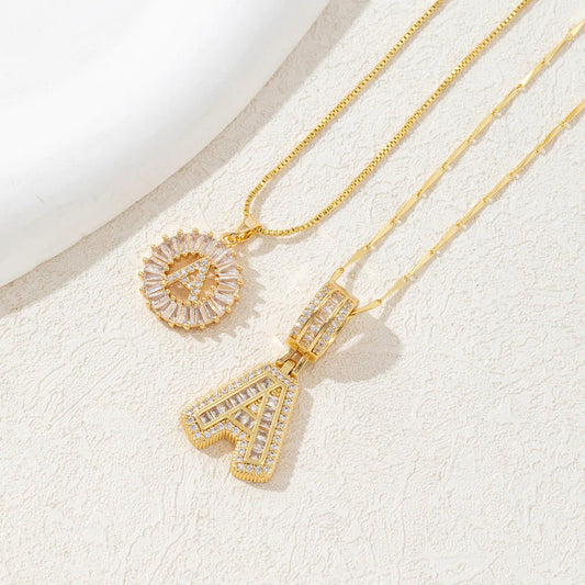 Copper Zirconium Gold Flower Pendant Set