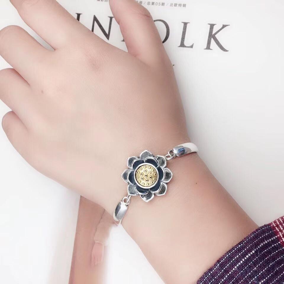 925 Sterling Silver Lotus Bracelet.