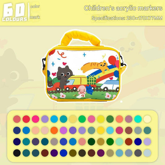 60 colors Kids Double - Layer Marker Set with Carry Case - Portable Art Supply Organizer Bag - VISM