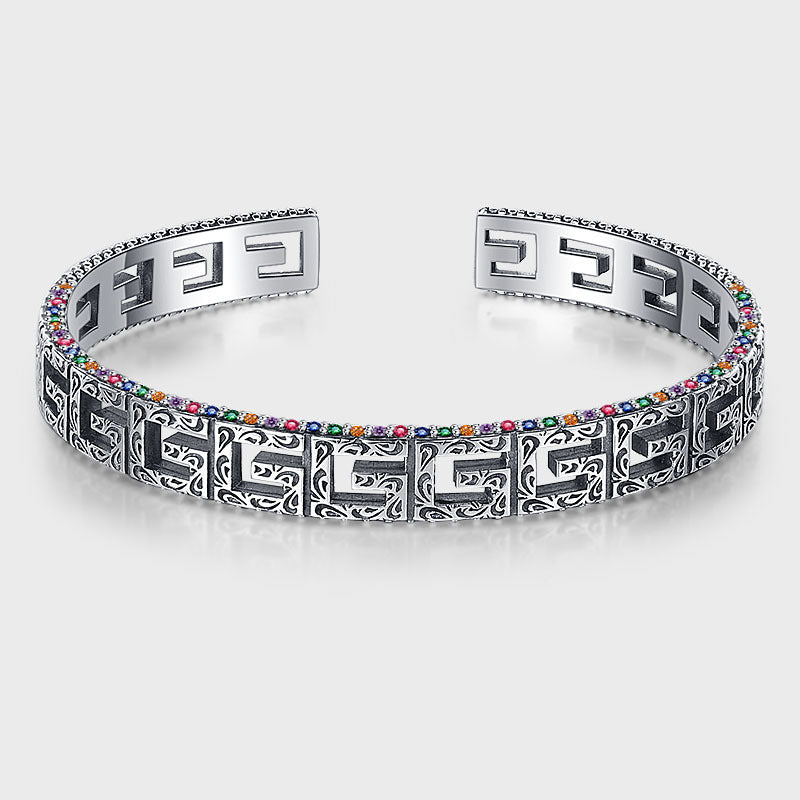 925 Silver G-Shaped Color Diamond Bracelet.