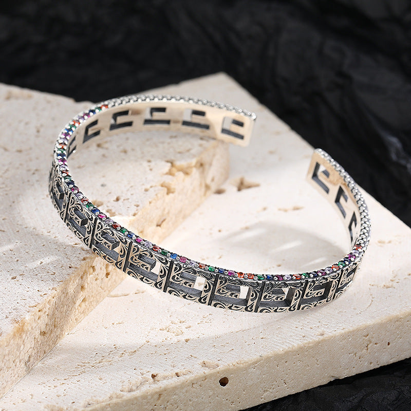 925 Silver G-Shaped Color Diamond Bracelet.