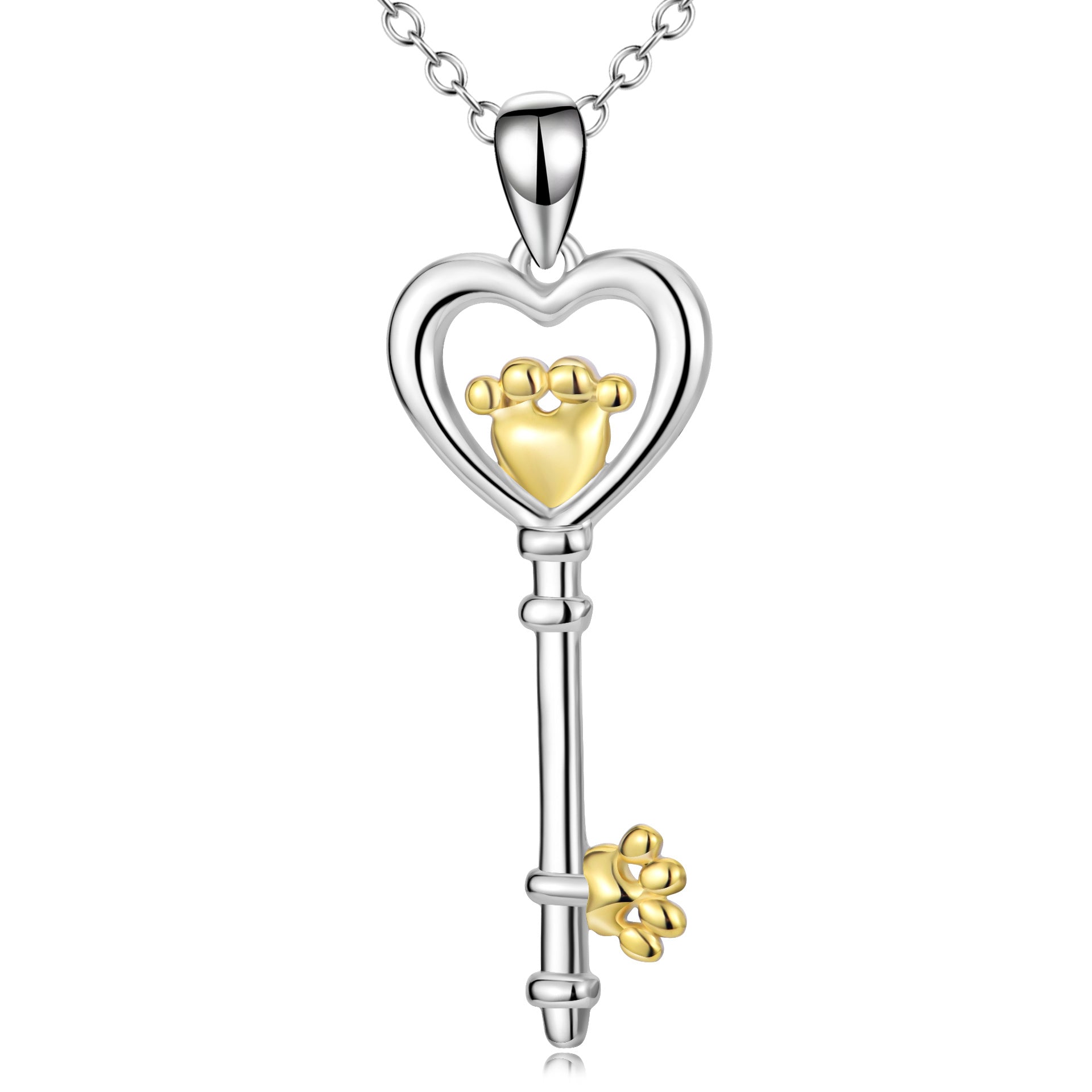 925 Silver Key Pendant Necklace.