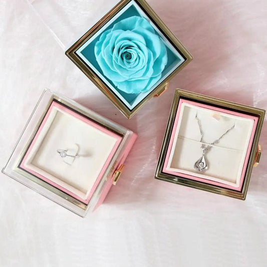 Romantic Rotating Rose Jewelry Gift Box
