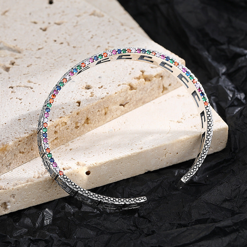 925 Silver G-Shaped Color Diamond Bracelet.