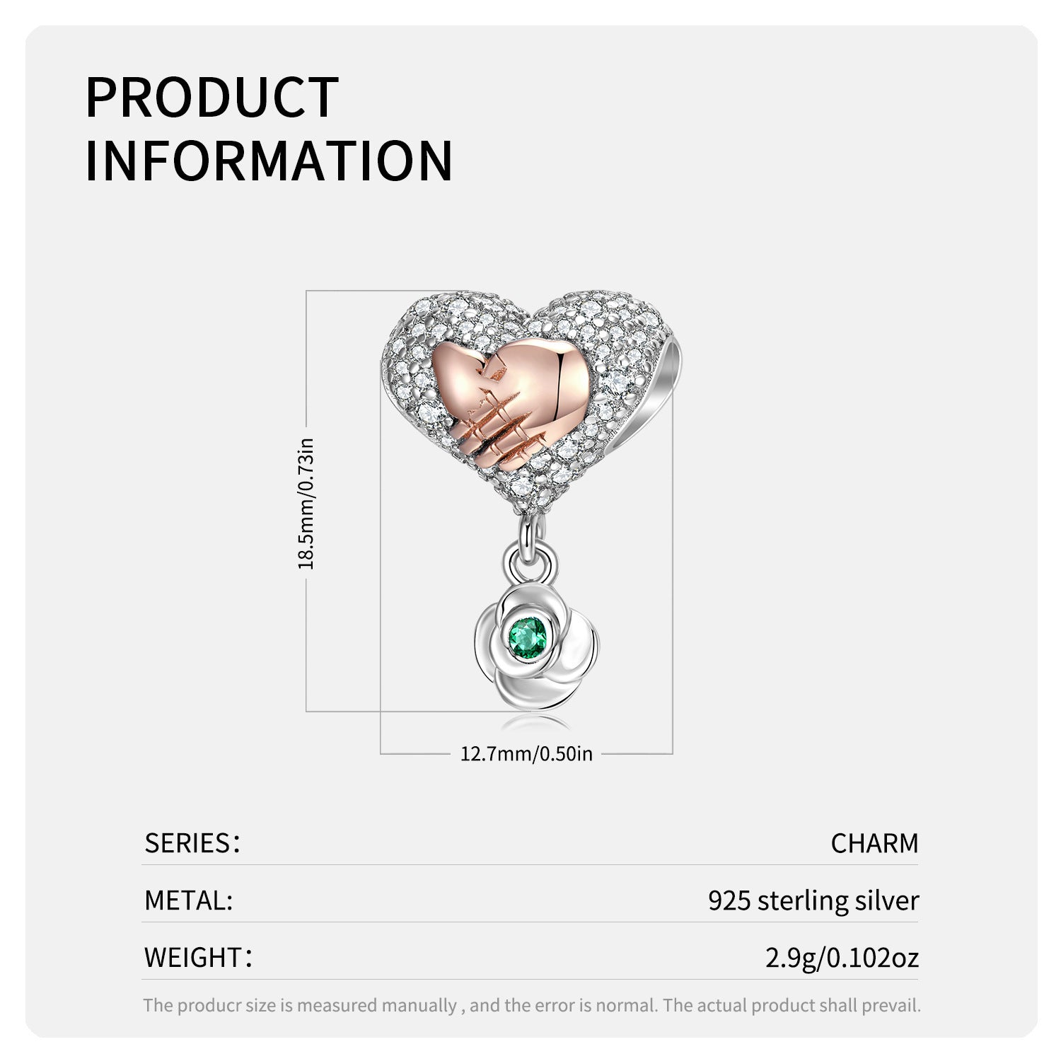 925 Silver Mother & Child Hand Bead.