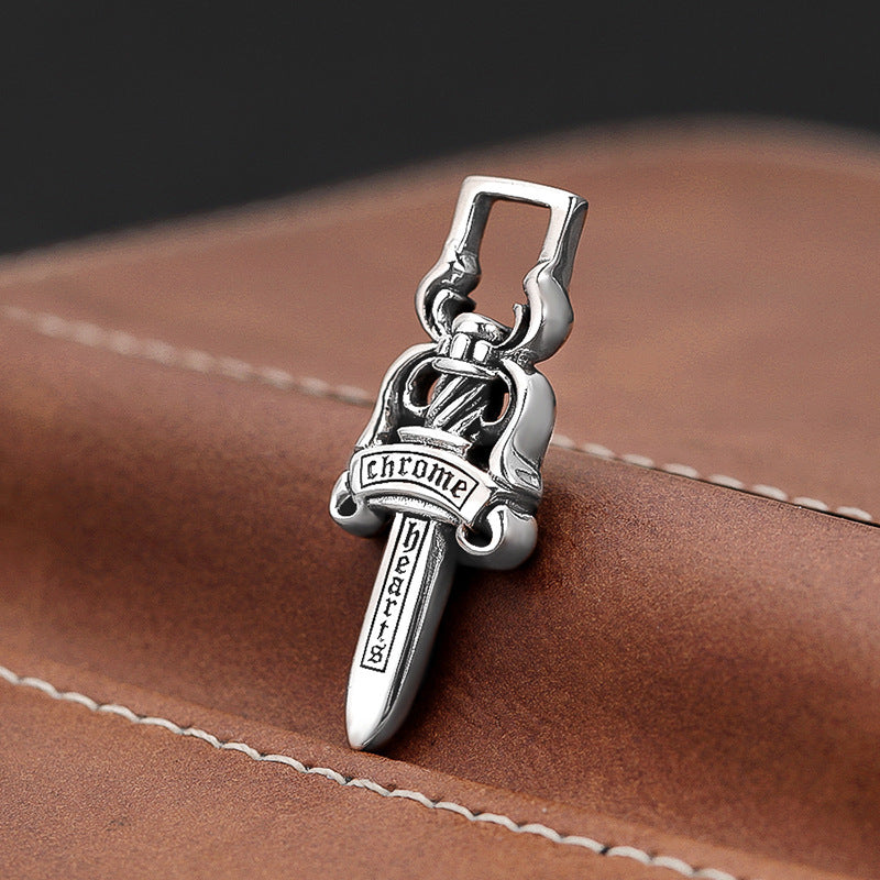 925 Silver Thai Old Sword Cross Pendant.