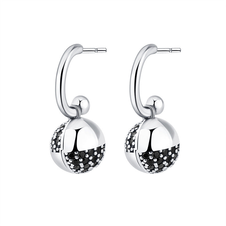 925 Silver Wishing Ball Zircon Earrings