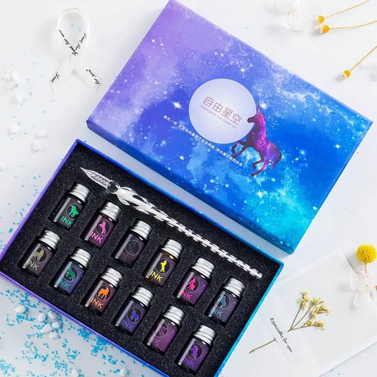13/7Pcs Crystal Glass Pen Gift Box Set