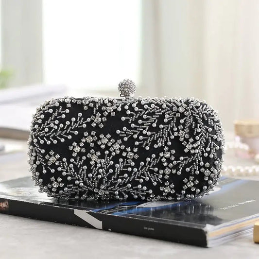 Embroidered Diamond Evening Clutch for Ladies