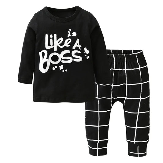 Boss Letter Long Sleeve Baby Clothing Set