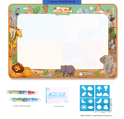 African animals Giant Aqua Magic Doodle Mat 100x80cm - Mess - Free Reusable Water Drawing Pad for Creative Kids - VISM