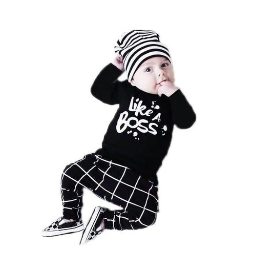 Boss Letter Long Sleeve Baby Clothing Set
