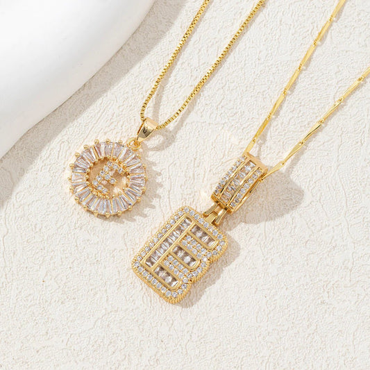 Copper Zirconium Gold Flower Pendant Set