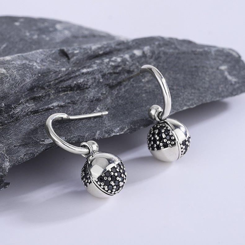 925 Silver Wishing Ball Zircon Earrings