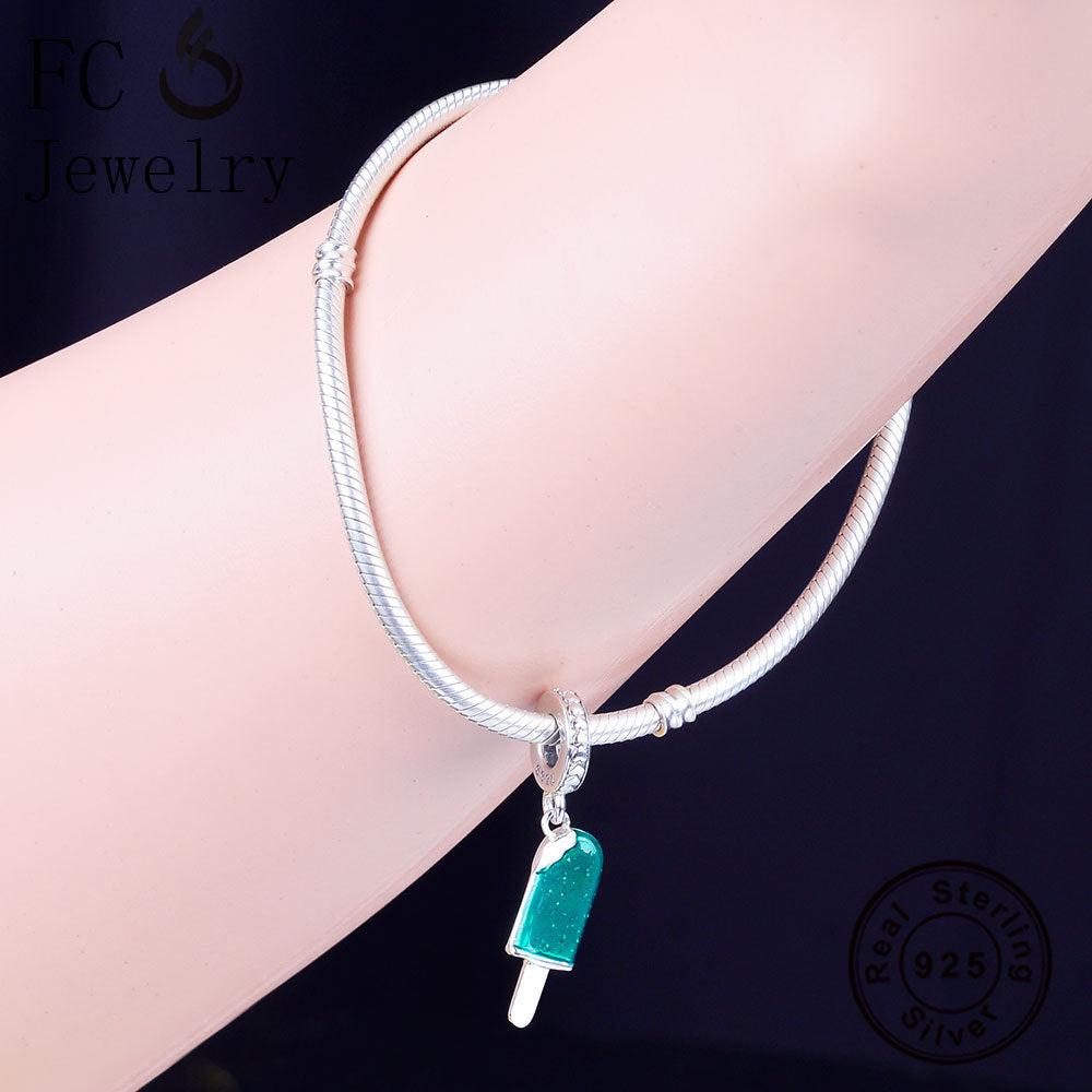 925 Silver Popsicle Pendant Bead Bracelet.