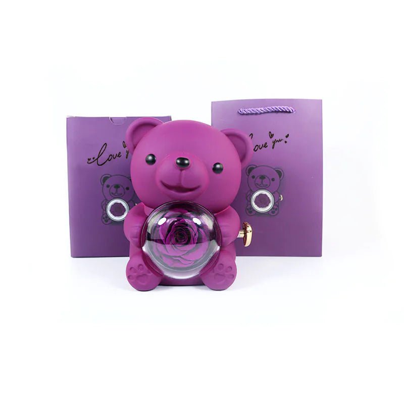 Elegant Rotating Plastic Bear Jewellery Box with Flowers