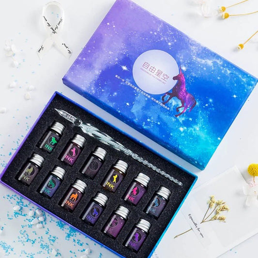 13/7Pcs Crystal Glass Pen Gift Box Set