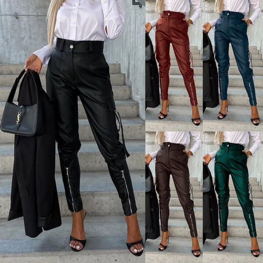 Slim Fit Leather Pants – Zipper & Pockets | VISM Australia Family Store