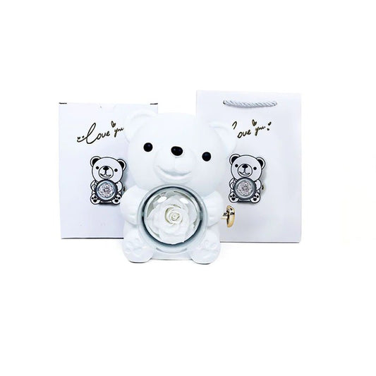 Elegant Rotating Plastic Bear Jewellery Box with Flowers