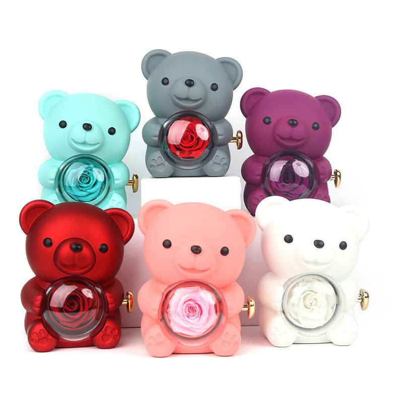 Elegant Rotating Plastic Bear Jewellery Box with Flowers